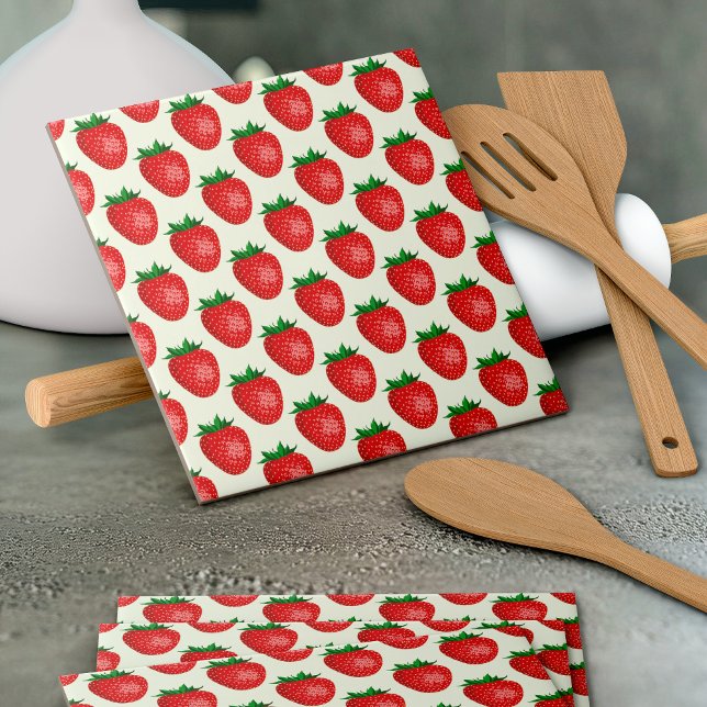 Strawberry Pattern, Red Strawberries, Fruit, Leaf Tile (Creator Uploaded)