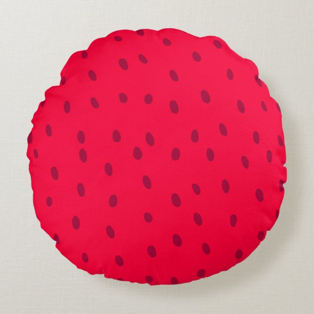 Strawberry pattern round pillow (Front)