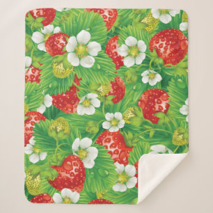 Strawberry pattern sherpa blanket
