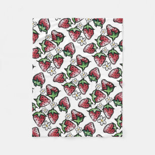 Strawberry pattern strawberries forever fleece blanket