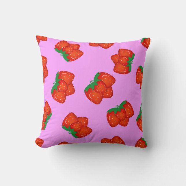 Strawberry pattern throw pillow (Front)