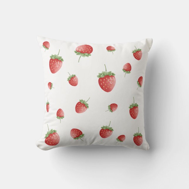 Strawberry Pattern Throw Pillow (Front)