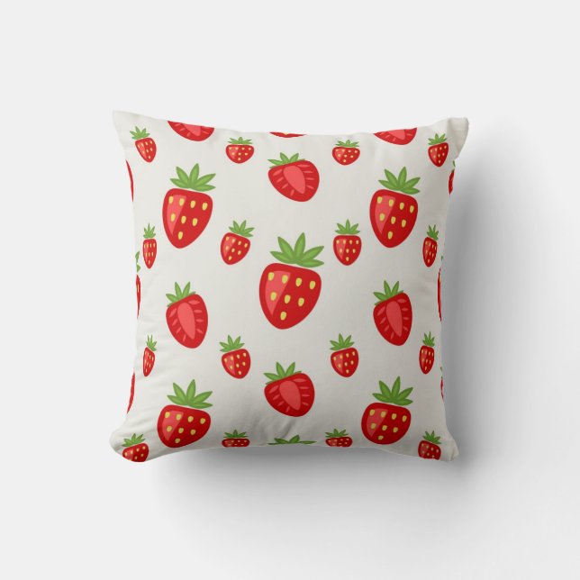 Strawberry pattern throw pillow (Front)