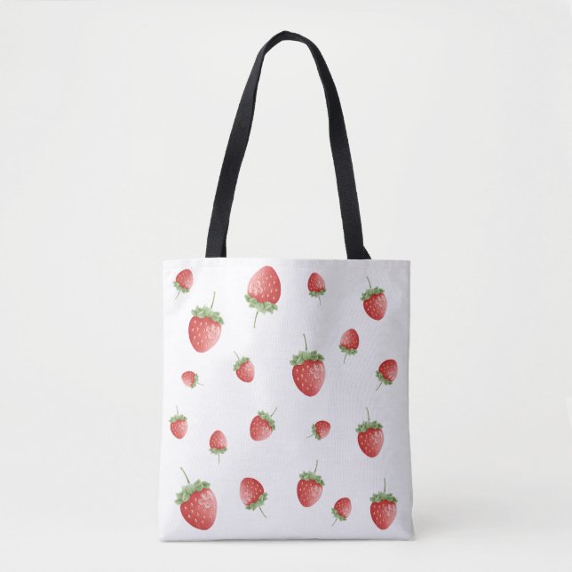 Strawberry Pattern Tote Bag (Front)