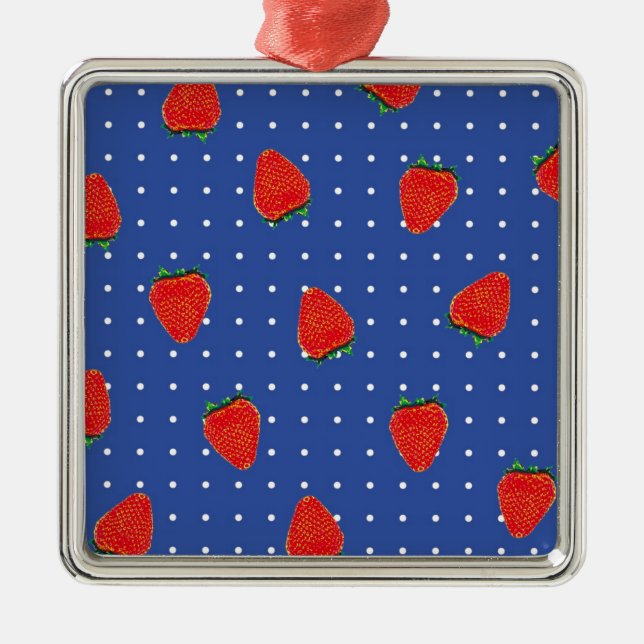 strawberry pattern with dots metal ornament (Front)