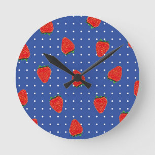 strawberry pattern with dots round clock