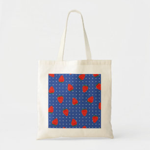 strawberry pattern with dots tote bag