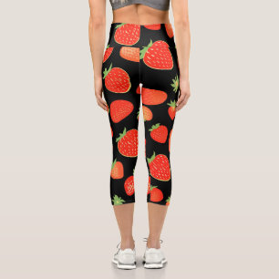 Strawberry patterns capri leggings