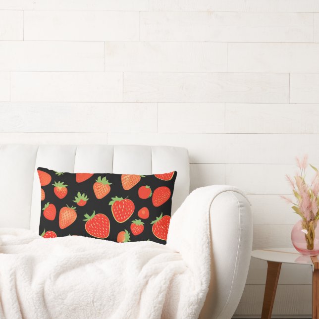 Strawberry patterns lumbar pillow (Couch)