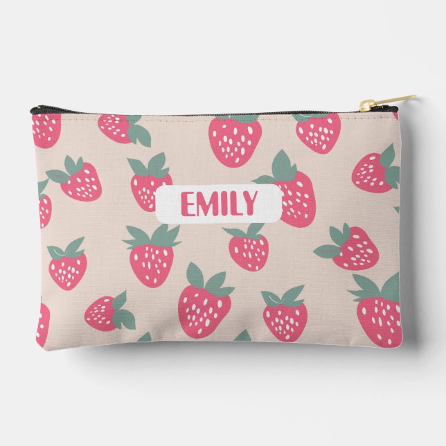 Strawberry Pencil Case with Name Accessory Pouch (Back)