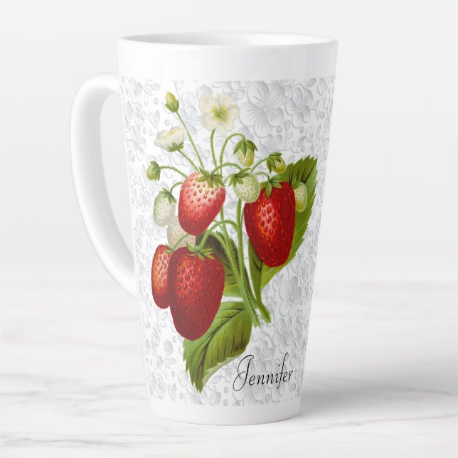 Strawberry Personalized Kitchen Tall Latte Mug (Left Angle)