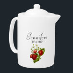 Strawberry Personalized Kitchen Tea Pot<br><div class="desc">Cute red strawberries personalized kitchen tea pot.</div>