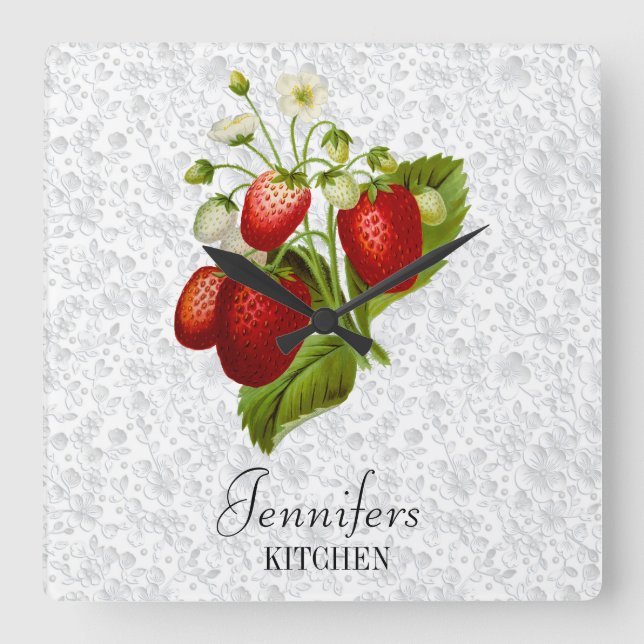 Strawberry Personalized Kitchen Wall Clock (Front)