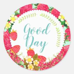 Strawberry. Personalized. White.  Classic Round Sticker