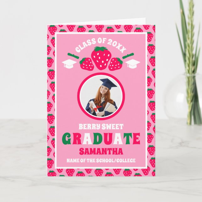 Strawberry Photo Graduation Card (Front)