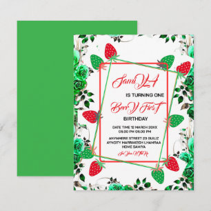 Strawberry Photo Invite Berry Sweet First Birthday