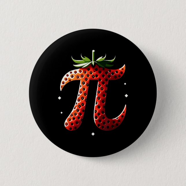 Strawberry Pi Day Funny Math Teacher Student 3.14  2 Inch Round Button (Front)