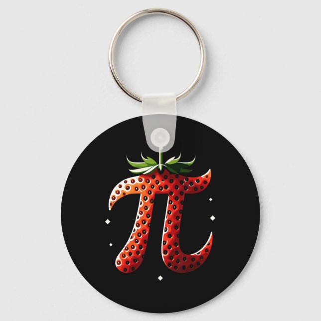 Strawberry Pi Day Funny Math Teacher Student 3.14  Keychain (Front)