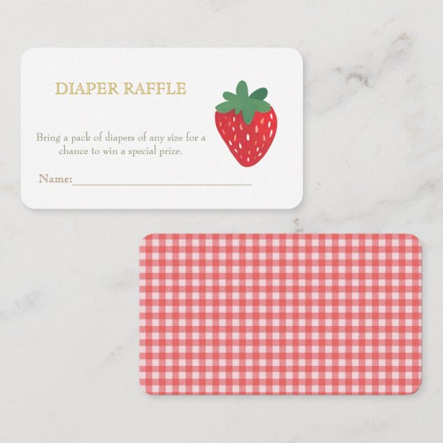 Strawberry PicnicBaby Diaper Raffle Enclosure Card (Front/Back)