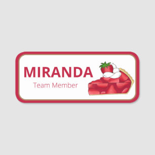 Strawberry Pie Slice Whipped Cream Bakery Dessert  Name Tag