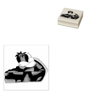 Strawberry Pie Slice Whipped Cream Bakery Dessert Rubber Stamp