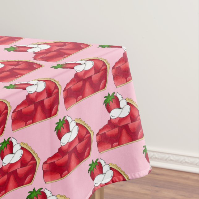 Strawberry Pie Slice Whipped Cream No Bake Dessert Tablecloth (In Situ)