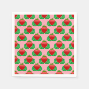 Strawberry - pink background napkin