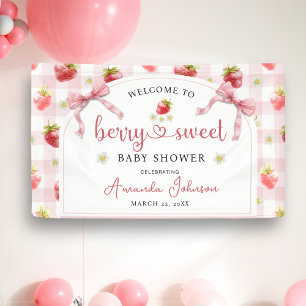 Strawberry Pink Berry Sweet Baby Shower Welcome Banner