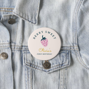 Strawberry pink birthday 3 inch round button