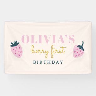 Strawberry pink birthday party Banner