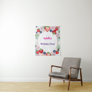 strawberry pink Birthday Party for kids Tapestry