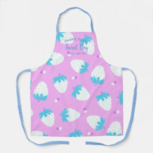 Strawberry Pink Blue Apron