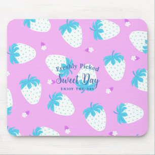 Strawberry Pink Blue Mouse Pad