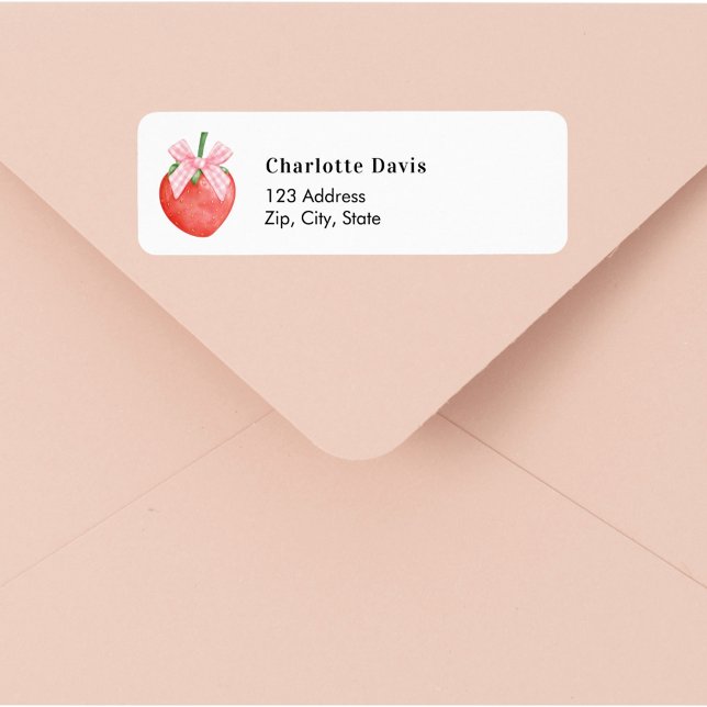 Strawberry pink bow return address  (Creator Uploaded)