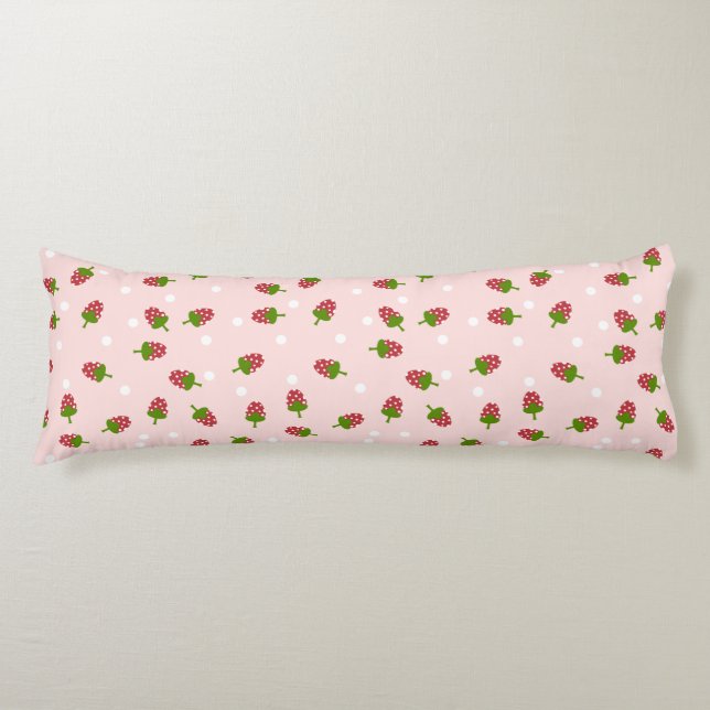 Strawberry Pink Cute Kawaii Girly Soft Pastel Body Pillow (Front)
