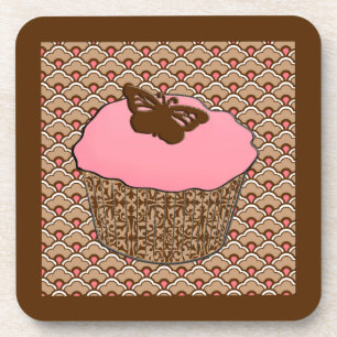 Strawberry Pink Frosted Cupcake Coaster