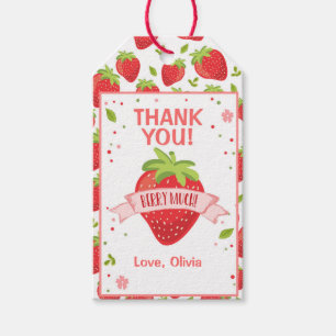 Strawberry Pink Girl Birthday Thank You Favour Gift Tags