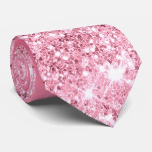 Strawberry Pink Glitter Dripping Luxury Neck Tie