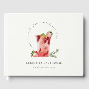 Strawberry Pink Margarita Cocktail Bridal Shower Guest Book