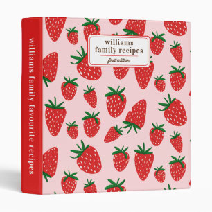 Strawberry Pink Personalized Family Recipes  Binder