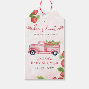 Strawberry Pink Red Berry Sweet Baby Shower Gift Tags