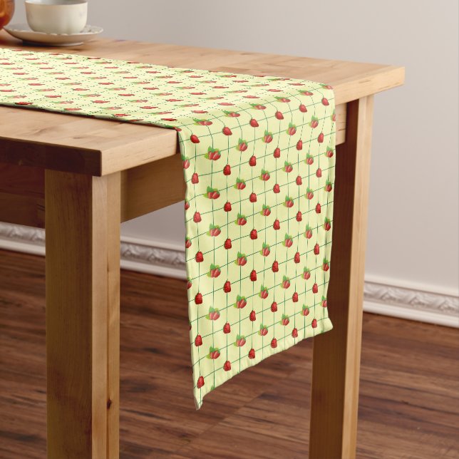 STRAWBERRY PLAID LONG TABLE RUNNER (In Situ)