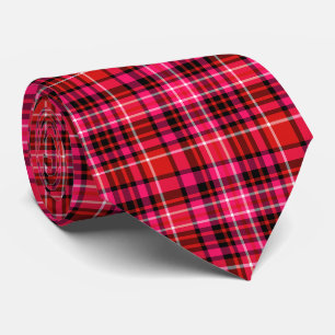 Strawberry Plaid Red Pink Black and White Tie