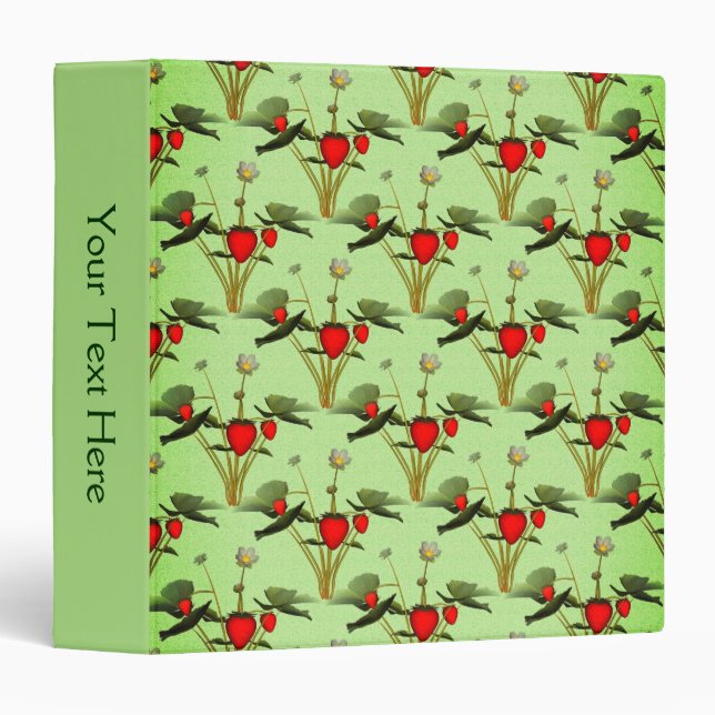 Strawberry Plants Pattern Personalized Binder (Front/Spine)