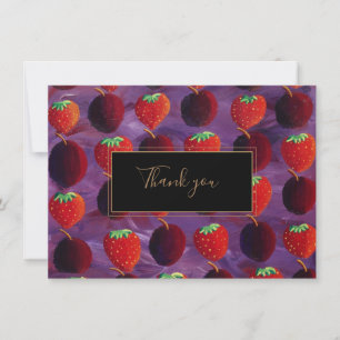 Strawberry Plum Red Fruit Thank You Card