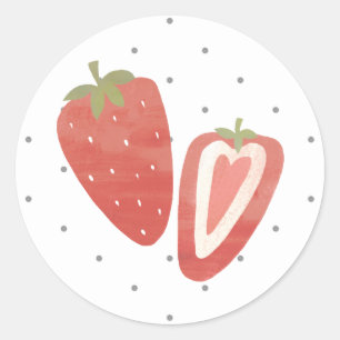 Strawberry polka dots classic round sticker
