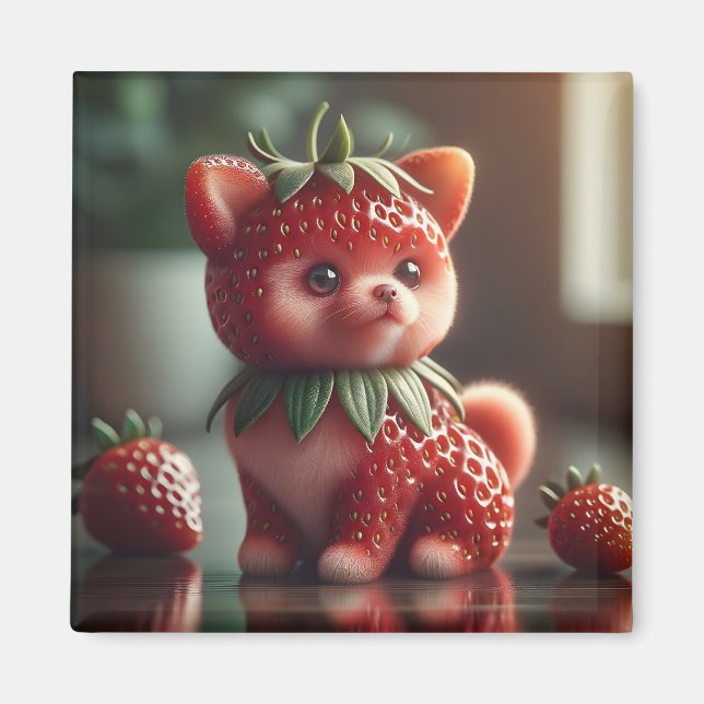 Strawberry Pomeranian Magnet (Front)