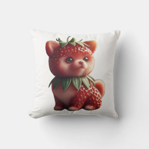 Strawberry Pomeranian Throw Pillow