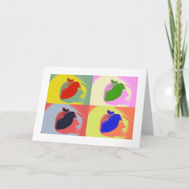 Strawberry Pop Art Greeting Cards (Front)