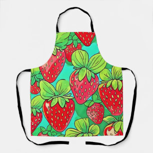 Strawberry Pop Art Pattern Apron